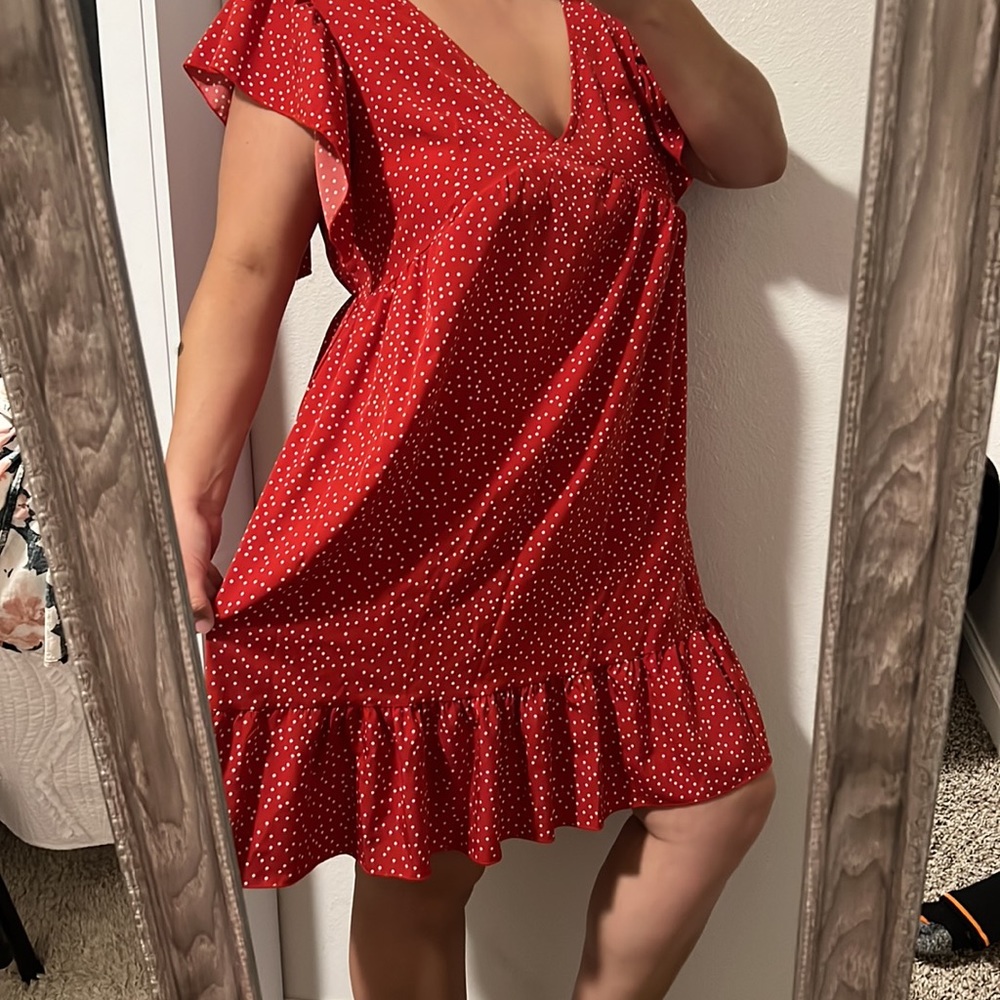 COPY - Shein curve red poka dot dress